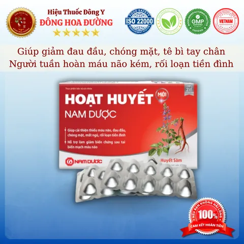 HOẠT HUYẾT NAM DƯỢC (hộp 30 viên) - Giúp giảm đau đầu, chóng mặt, tê bì tay chân; Người tuần hoàn máu não kém, tiền đình