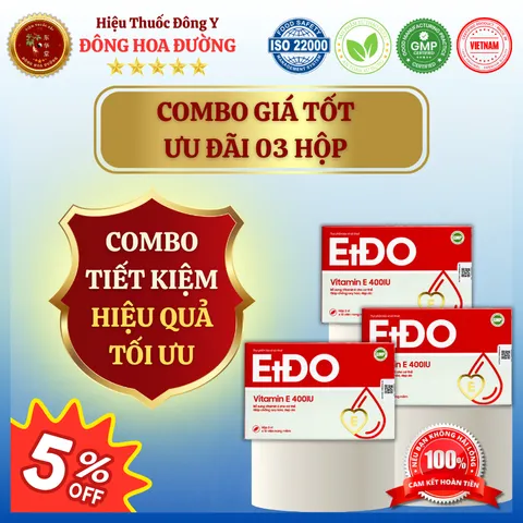 VITAMIN EtDO (hộp 30 viên) - Giúp bổ sung vitamin E, chống oxy hóa, làm đẹp da; Người bị lão hóa  da, da khô nhăn