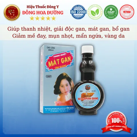 THANH HUYẾT MÁT GAN VĨNH QUANG (chai 280ml) - Giúp thanh nhiệt, giải độc gan; Giảm mề đay, mẩn ngứa, mụn nhọt, vàng da