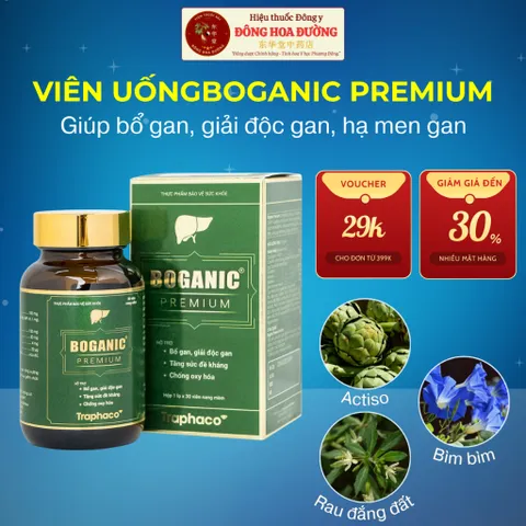 Viên uống bổ gan Boganic Premium (hộp 30 viên) - Giúp giải độc gan, hạ men gan, chống oxy hoá, người dùng nhiều bia rượu