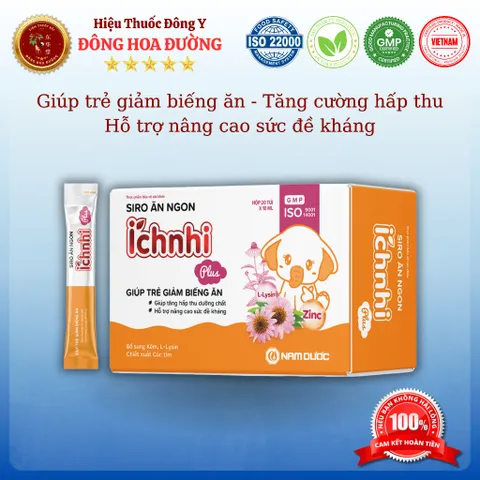 SIRO ĂN NGON ÍCH NHI PLUS (hộp 20 túi) - Giúp trẻ giảm biếng ăn, tăng cường hấp thu dưỡng chất; Hỗ trợ nâng cao đề kháng