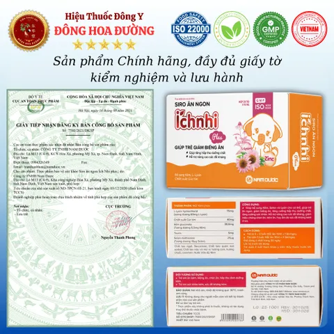 SIRO ĂN NGON ÍCH NHI PLUS (hộp 20 túi) - Giúp trẻ giảm biếng ăn, tăng cường hấp thu dưỡng chất; Hỗ trợ nâng cao đề kháng
