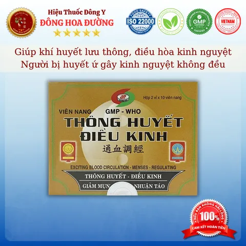 THÔNG HUYẾT ĐIỀU KINH ĐẠI HỒNG PHÚC (hộp 20 viên) - Hỗ trợ phụ nữ bị huyết ứ gây kinh nguyệt không đều - ĐÔNG HOA ĐƯỜNG