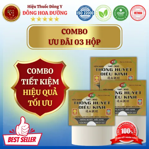 THÔNG HUYẾT ĐIỀU KINH ĐẠI HỒNG PHÚC (hộp 20 viên) - Hỗ trợ phụ nữ bị huyết ứ gây kinh nguyệt không đều - ĐÔNG HOA ĐƯỜNG