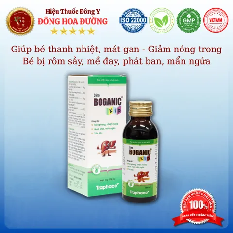 SIRO BOGANIC KID (chai 100ml) - Giúp bé từ 06 tháng tuổi giảm rôm sảy, phát ban, dị ứng, mề đay, mẫn ngứa, viêm da