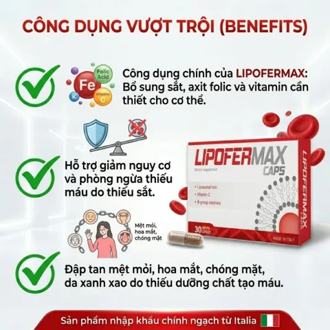 Sắt Liposome Lipofermax Ý - Giúp Bổ Máu, Dễ Hấp Thu, Ann Toànn Cho Mẹ Bầu, Sau Sinh, Người Lớn.