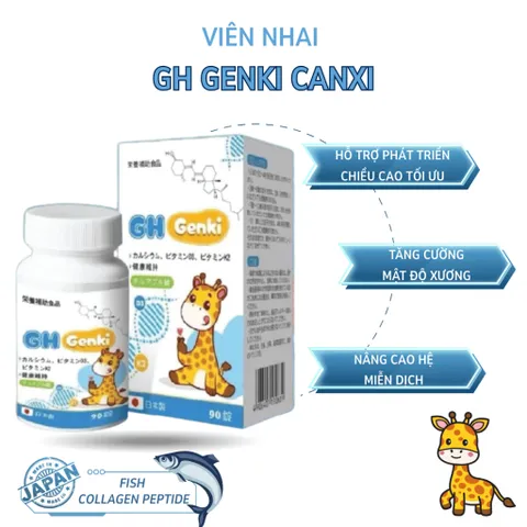 VIên Nhai Canxi GH Genki Nhật Bản - Viên nhai hỗ trợ tăng chiều cao cho bé hộp 90 viên