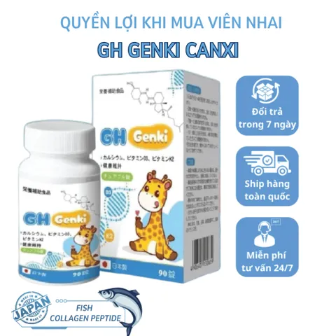 VIên Nhai Canxi GH Genki Nhật Bản - Viên nhai hỗ trợ tăng chiều cao cho bé hộp 90 viên