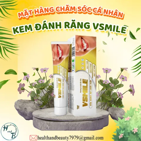 Kem đánh răng thảo dược Vsmile 150g - Làm sạch răng, giúp cho hơi thở thơm mát, giảm ê buốt, chảy máu chân răng