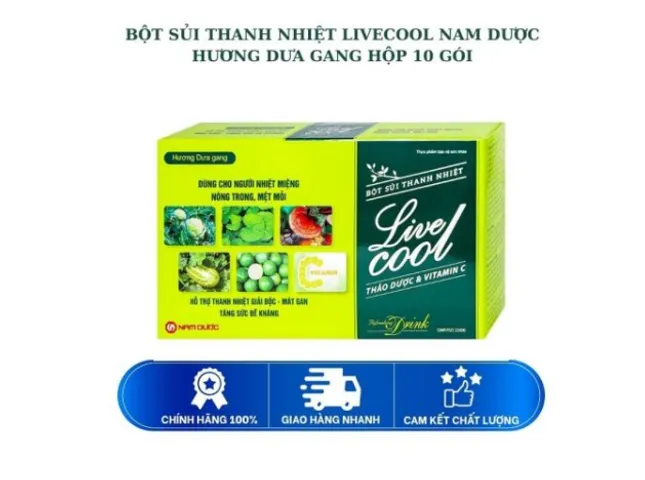 Bột Sủi LiveCool Nam Dược Thanh Nhiệt Hương Dưa Gang Hộp 10 Gói