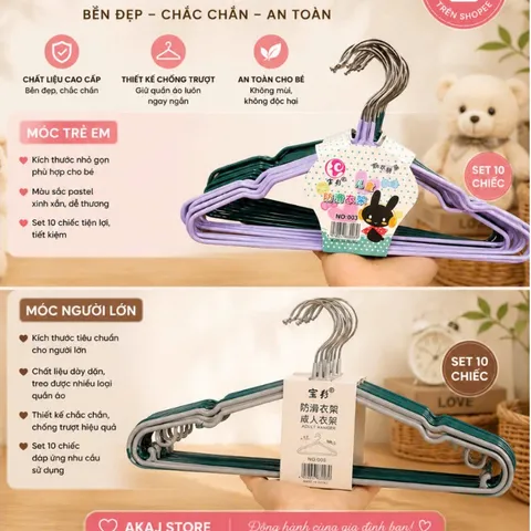 SÉT 10 MÓC PHƠI QUẦN ÁO COMBO 10 MÓC TẶNG 1