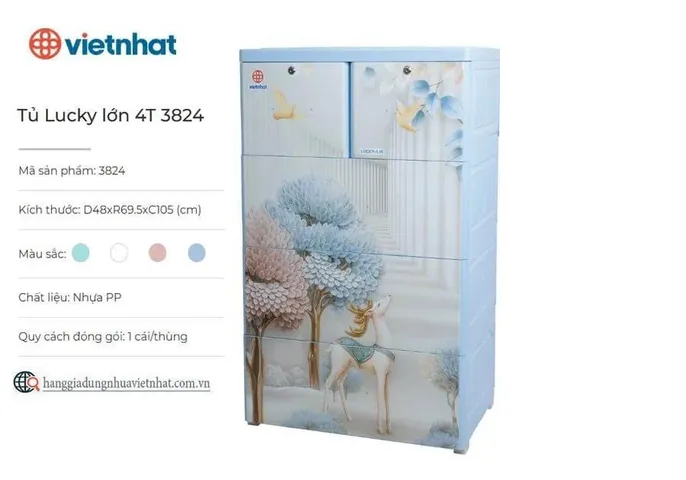 Tủ Nhựa Việt Nhật Lucky lớn 4T 3824