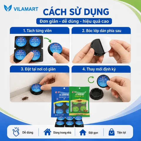 Bộ 6 Viên Mồi Diệt Gián, Thuốc Diệt Côn Trùng Sinh Học Không Độc Hại Dùng Trong Nhà Bếp, Hộ Gia Đình