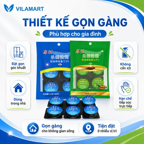 Bộ 6 Viên Mồi Diệt Gián, Thuốc Diệt Côn Trùng Sinh Học Không Độc Hại Dùng Trong Nhà Bếp, Hộ Gia Đình