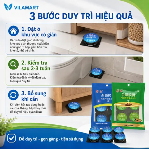 Bộ 6 Viên Mồi Diệt Gián, Thuốc Diệt Côn Trùng Sinh Học Không Độc Hại Dùng Trong Nhà Bếp, Hộ Gia Đình
