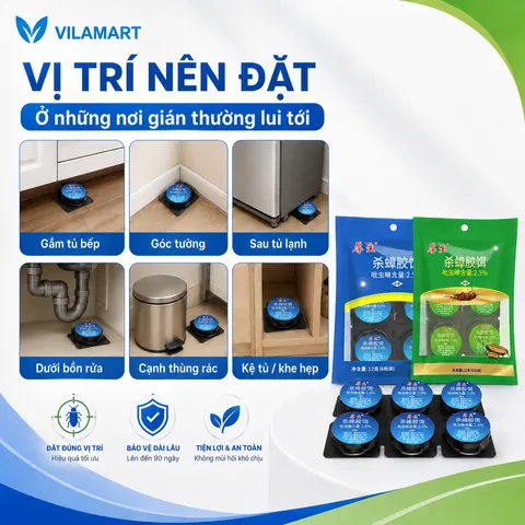 Bộ 6 Viên Mồi Diệt Gián, Thuốc Diệt Côn Trùng Sinh Học Không Độc Hại Dùng Trong Nhà Bếp, Hộ Gia Đình