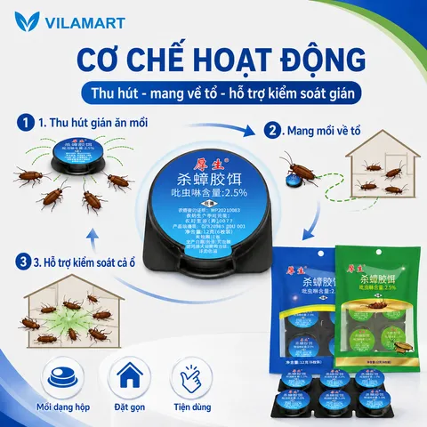 Bộ 6 Viên Mồi Diệt Gián, Thuốc Diệt Côn Trùng Sinh Học Không Độc Hại Dùng Trong Nhà Bếp, Hộ Gia Đình