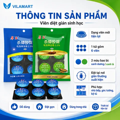 Bộ 6 Viên Mồi Diệt Gián, Thuốc Diệt Côn Trùng Sinh Học Không Độc Hại Dùng Trong Nhà Bếp, Hộ Gia Đình