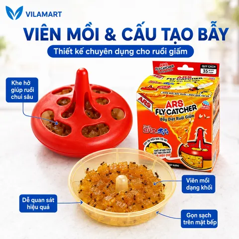 Combo 2 Hộp Bẫy Ruồi Giấm ARS Fly Catcher 35g – Bẫy Ruồi Trái Cây, Ruồi Nhỏ, Hàng Nhật Bản