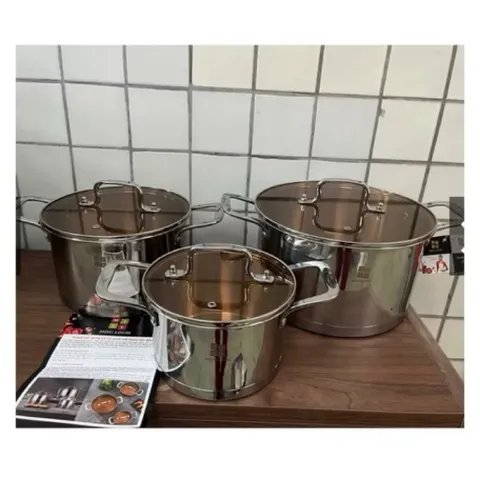 Bộ Nồi Inox Cao Cấp Miisu - Inox 304 Sáng Bóng, Nắp Kính Cường Lực, Dùng Cho Mọi Loại Bếp (Bếp Từ, Bếp Hồng Ngoại) 813301