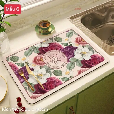 Thảm Lót Ly Thấm Hút Nhanh Khô, Chống Trượt, Chống Tia Nước, S: 30x40cm