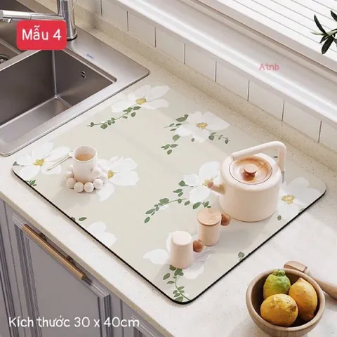 Thảm Lót Ly Thấm Hút Nhanh Khô, Chống Trượt, Chống Tia Nước, S: 30x40cm
