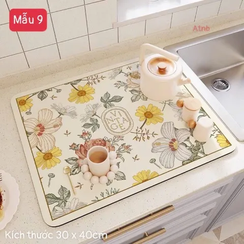 Thảm Lót Ly Thấm Hút Nhanh Khô, Chống Trượt, Chống Tia Nước, S: 30x40cm