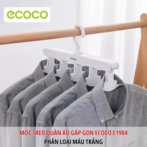 [THANH LÝ] Móc Treo Quần Áo Thông Minh Gấp Gọn Ecoco E1904 5 Trong 1 Hàng Mới 100% - Màu Trắng Chính Hãng