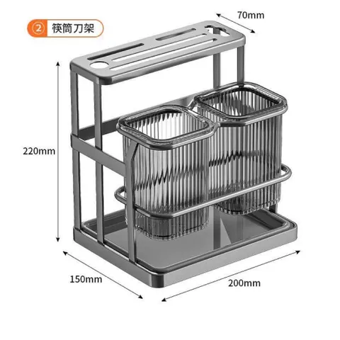 KỆ ĐỰNG DAO THỚT, ỐNG ĐỰNG ĐŨA MUỖNG ĐA NĂNG - Kệ Treo Tường Hoặc Để Bàn Kèm Khay Hứng Nước Cao Cấp, Màu Xám Hiện Đại