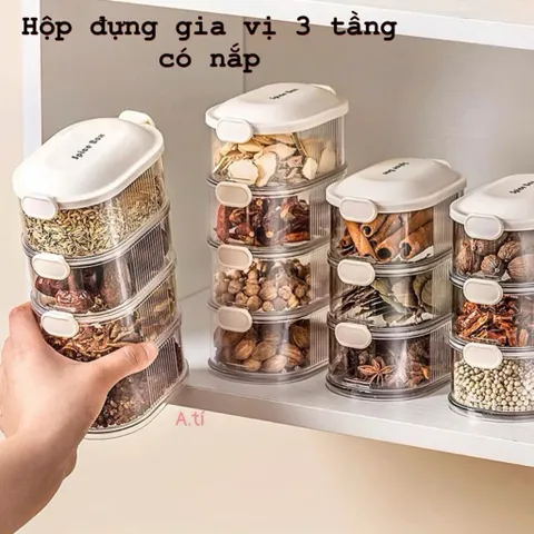 Hộp Đựng Đồ Khô 3 Tầng Kèm Nắp 