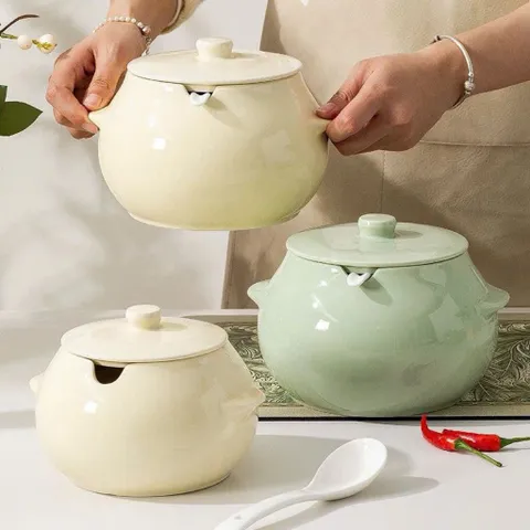 Âu Đựng Mỡ Heo, Hũ Đựng Gia Vị Bằng Sứ Cao Cấp Kèm Thìa – Thiết Kế Dáng Tròn Sang Trọng, Nhiều Dung Tích (880ml/1550ml)