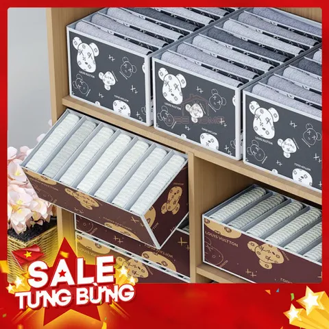 Hộp Vải Đựng Quần Áo Chia 9 Ngăn - Tiện Dụng Gấp Gọn Có Họa Tiết Sắc Nét 813326