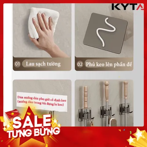 Móc Treo Chổi, Cây Lau Nhà Kyta - Kèm Keo Dán Cực Chắc, Tiện Lợi 813338