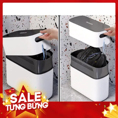 Thùng rác thông minh 12L ECOCO nắp kín tự động đóng gói 813340