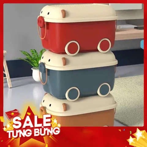 Thùng đựng đồ chơi cho bé hình vịt heo có bánh xe 813341