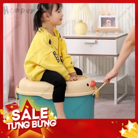 Thùng đựng đồ chơi cho bé hình vịt heo có bánh xe 813341
