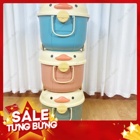 Thùng đựng đồ chơi cho bé hình vịt heo có bánh xe 813341