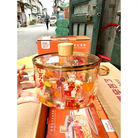 Nồi thủy tinh cao cấp chịu nhiệt độ cao với núm gấu Bear 1700ml 813367