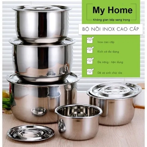 Bộ Thố Inox 5 Món MyHome Tặng Kèm Nắp 813378