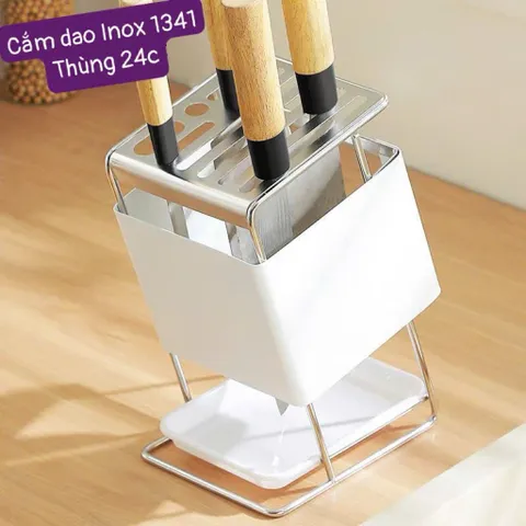 Kệ Cắm Dao Thớt Đa Năng 1337 - Giá Để Đồ Nhà Bếp Thông Minh Có Khay Hứng Nước, Móc Treo Và Chỗ Để Đũa Thìa Cao Cấp