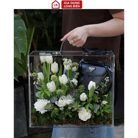 Hộp Mica Trong Suốt - Giỏ Cắm Hoa & Hộp Quà Tặng Sang Trọng, Vali Mica Mini Tiện Lợi 813407