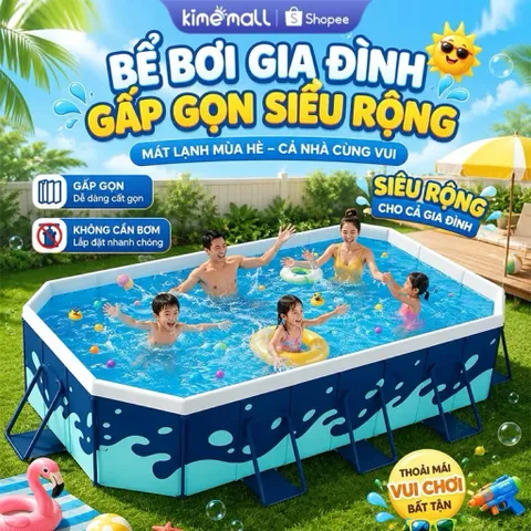 Bể Bơi Gấp Gọn Cho Bé Và Gia Đình 2.1M Không Cần Bơm Hơi - Bể Phao Tắm Thành Cứng Chịu Lực Cao Cấp Cách Nhiệt 813419