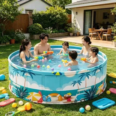 Bể Bơi Gấp Gọn Cho Bé Và Gia Đình 2.1M Không Cần Bơm Hơi - Bể Phao Tắm Thành Cứng Chịu Lực Cao Cấp Cách Nhiệt 813419