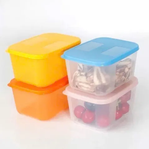 Set 4 Hộp Đựng Thực Phẩm Tủ Lạnh Nhựa Nguyên Sinh Kín Khí Bảo Quản Đồ Ăn Dặm Cho Bé Kháng Khuẩn Đa Năng Tiện Lợi 813423