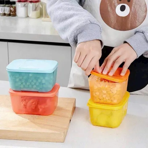 Set 4 Hộp Đựng Thực Phẩm Tủ Lạnh Nhựa Nguyên Sinh Kín Khí Bảo Quản Đồ Ăn Dặm Cho Bé Kháng Khuẩn Đa Năng Tiện Lợi 813423