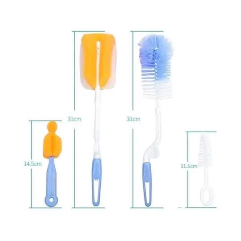 Bộ Cọ Rửa Bình Sữa Moonship 4 Chi Tiết Xoay 360 Độ Cao Cấp - Cây Súc Bình Sữa Và Núm Ti Đa Năng Cho Bé