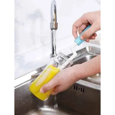 Bộ Cọ Rửa Bình Sữa Moonship 4 Chi Tiết Xoay 360 Độ Cao Cấp - Cây Súc Bình Sữa Và Núm Ti Đa Năng Cho Bé