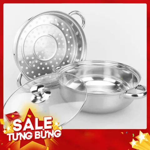 Nồi hấp inox 2 tầng đường kính 28cm dùng mọi loại bếp 813460