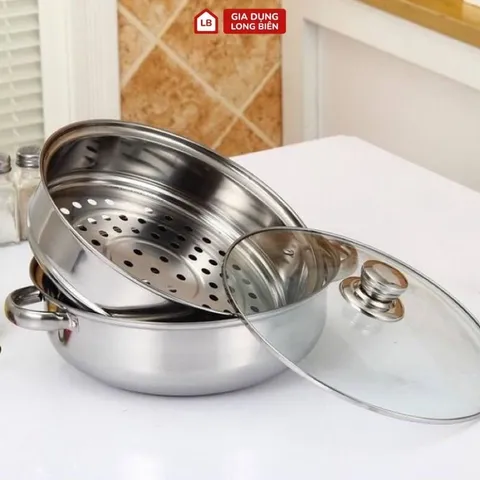 Nồi hấp inox 2 tầng đường kính 28cm dùng mọi loại bếp 813460