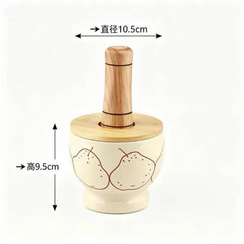 Cối Chày Sứ Kèm Nắp Gỗ 10cm - Cối Giã Tỏi Ớt, Nghiền Thảo Mộc, Gia Vị Phong Cách Hàn Quốc Trang Trí Bếp
